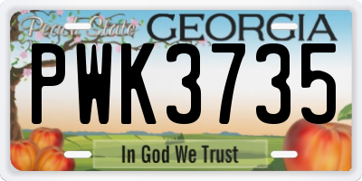 GA license plate PWK3735