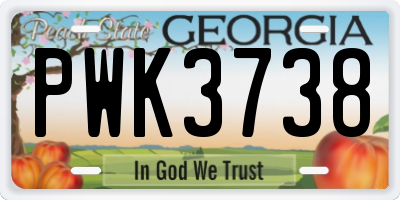 GA license plate PWK3738