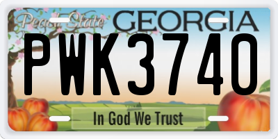 GA license plate PWK3740