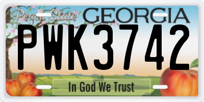 GA license plate PWK3742