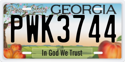 GA license plate PWK3744