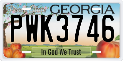 GA license plate PWK3746