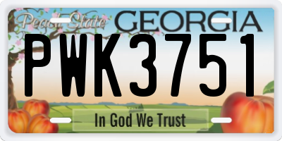 GA license plate PWK3751