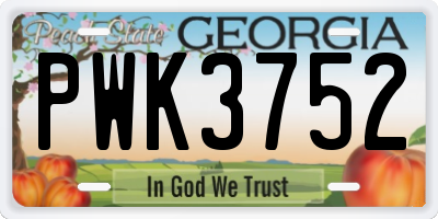 GA license plate PWK3752