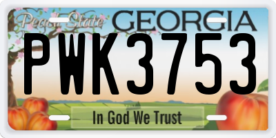 GA license plate PWK3753