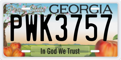 GA license plate PWK3757