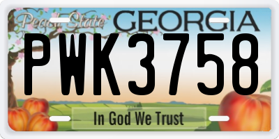 GA license plate PWK3758