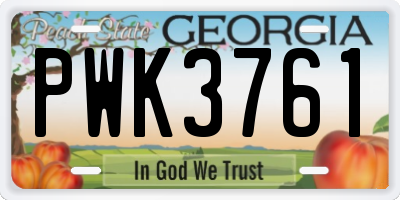 GA license plate PWK3761