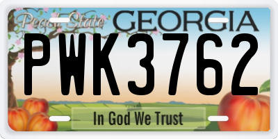 GA license plate PWK3762