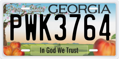 GA license plate PWK3764