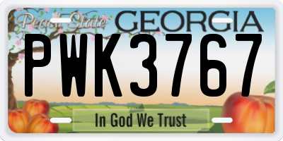 GA license plate PWK3767