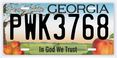 GA license plate PWK3768