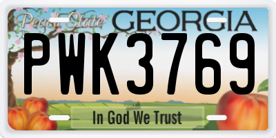 GA license plate PWK3769