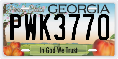 GA license plate PWK3770
