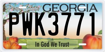 GA license plate PWK3771