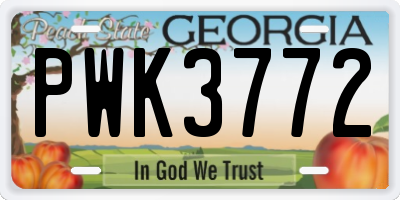 GA license plate PWK3772