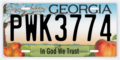 GA license plate PWK3774