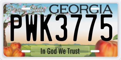 GA license plate PWK3775