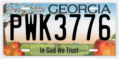 GA license plate PWK3776