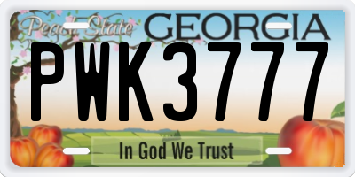 GA license plate PWK3777
