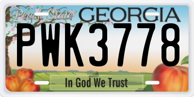 GA license plate PWK3778