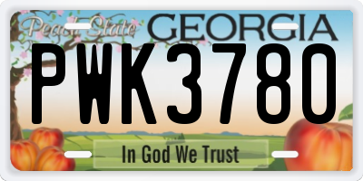 GA license plate PWK3780