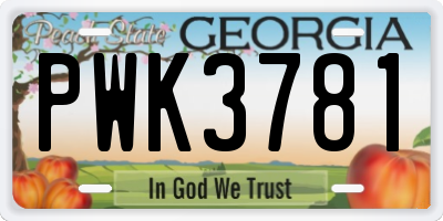 GA license plate PWK3781