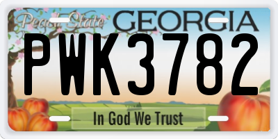 GA license plate PWK3782