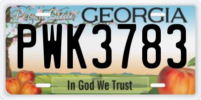 GA license plate PWK3783