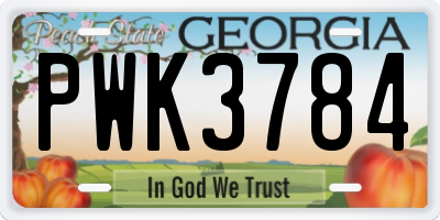 GA license plate PWK3784