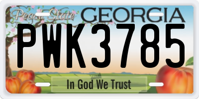 GA license plate PWK3785