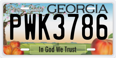 GA license plate PWK3786