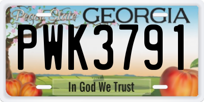GA license plate PWK3791
