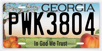 GA license plate PWK3804