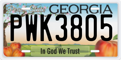GA license plate PWK3805