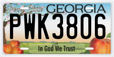 GA license plate PWK3806