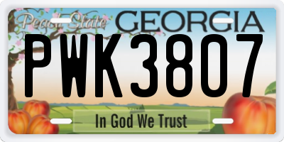 GA license plate PWK3807
