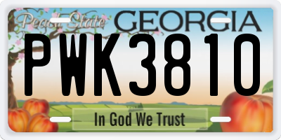 GA license plate PWK3810