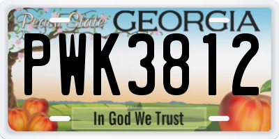 GA license plate PWK3812