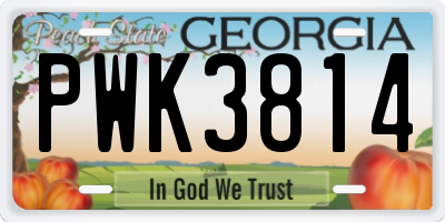 GA license plate PWK3814