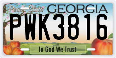 GA license plate PWK3816