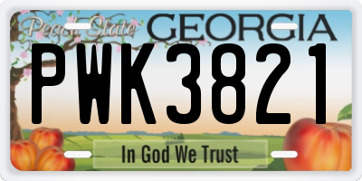 GA license plate PWK3821