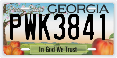 GA license plate PWK3841