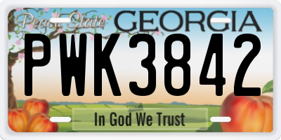 GA license plate PWK3842