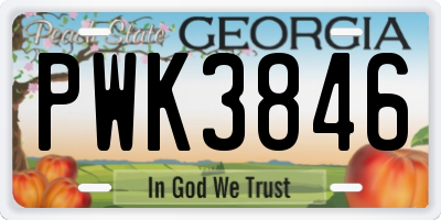 GA license plate PWK3846