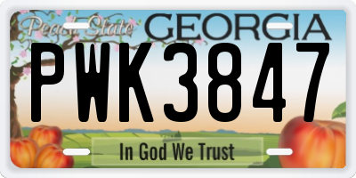 GA license plate PWK3847