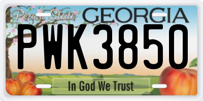 GA license plate PWK3850