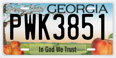 GA license plate PWK3851