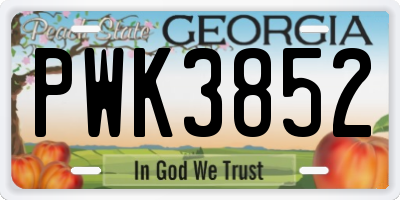 GA license plate PWK3852