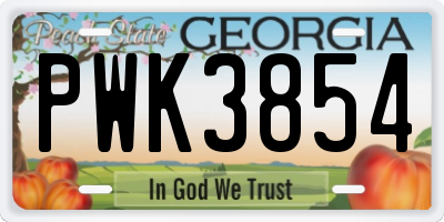 GA license plate PWK3854